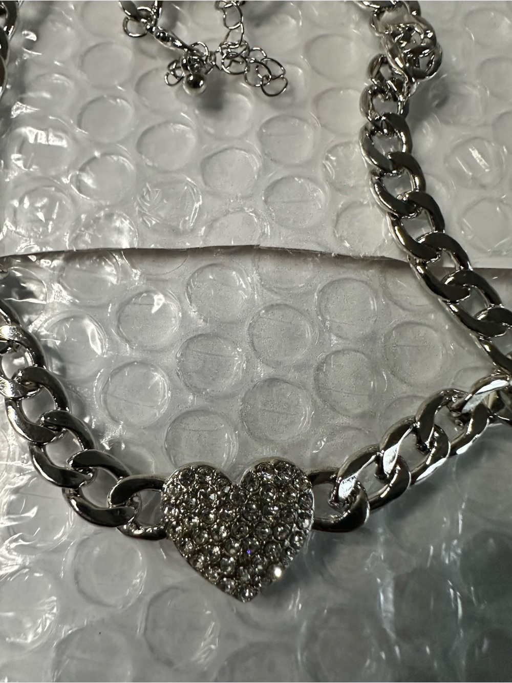 Silver Heart Crystal Necklace - Women's Silver Chain Pendant